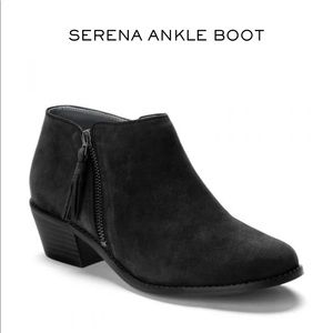 Black Suede Serena Ankle Bootie. 7.5